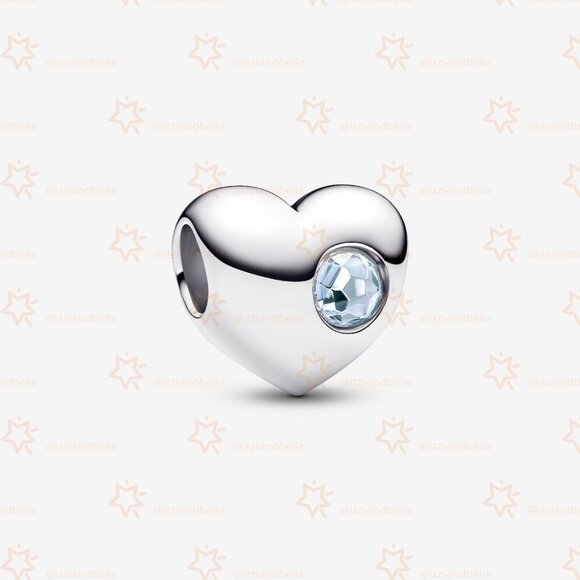 Pandora Jewelry - Pandora Engravable Sea Aqua Blue Stone Heart Charm